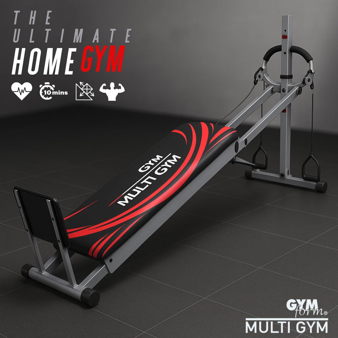 GYMFORM Multigym Heimtrainer – Kraftstation mit Seilzug & Beinzubehör