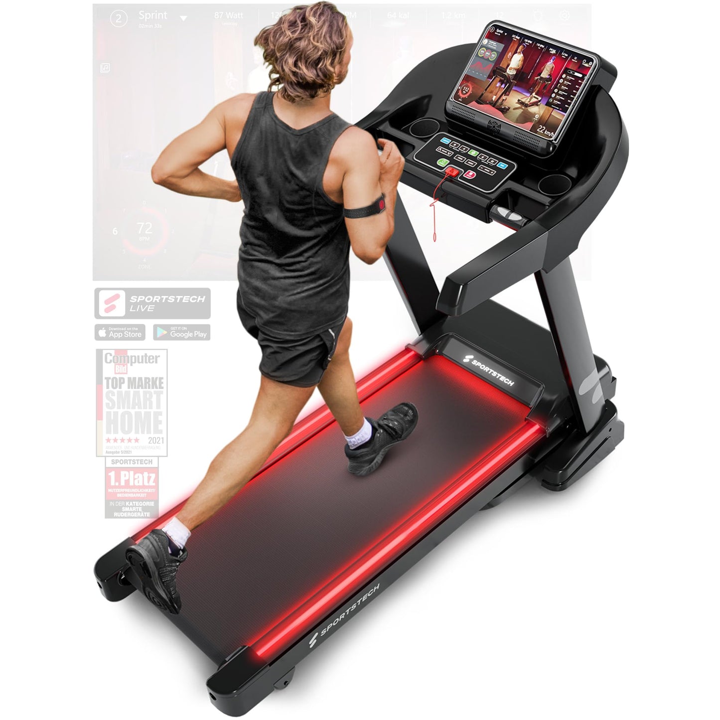 Sportstech F37s Laufband klappbar โ 20 km/h, 7 PS, TรV