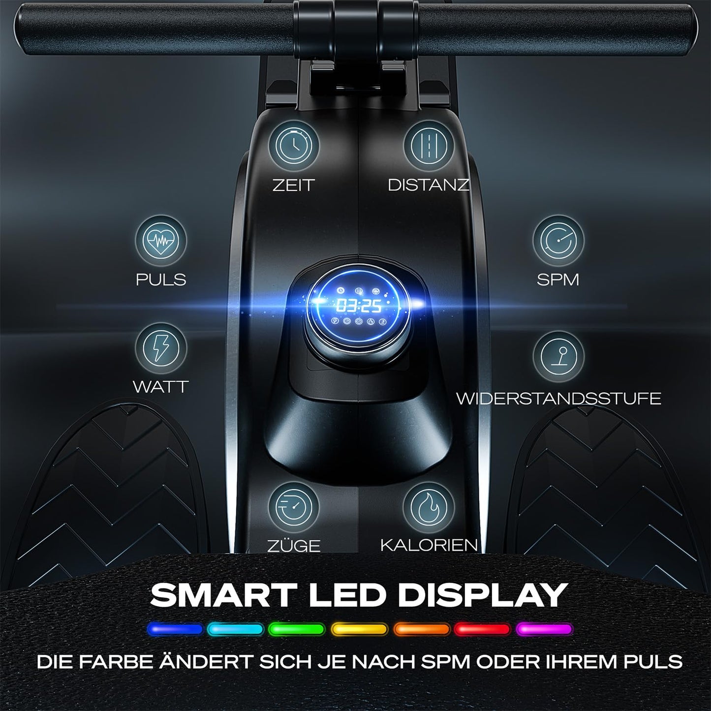 Sportstech PROwer RudergerΓ€t Oak β Heimtrainer mit 32 Stufen, Bluetooth & LED-Display