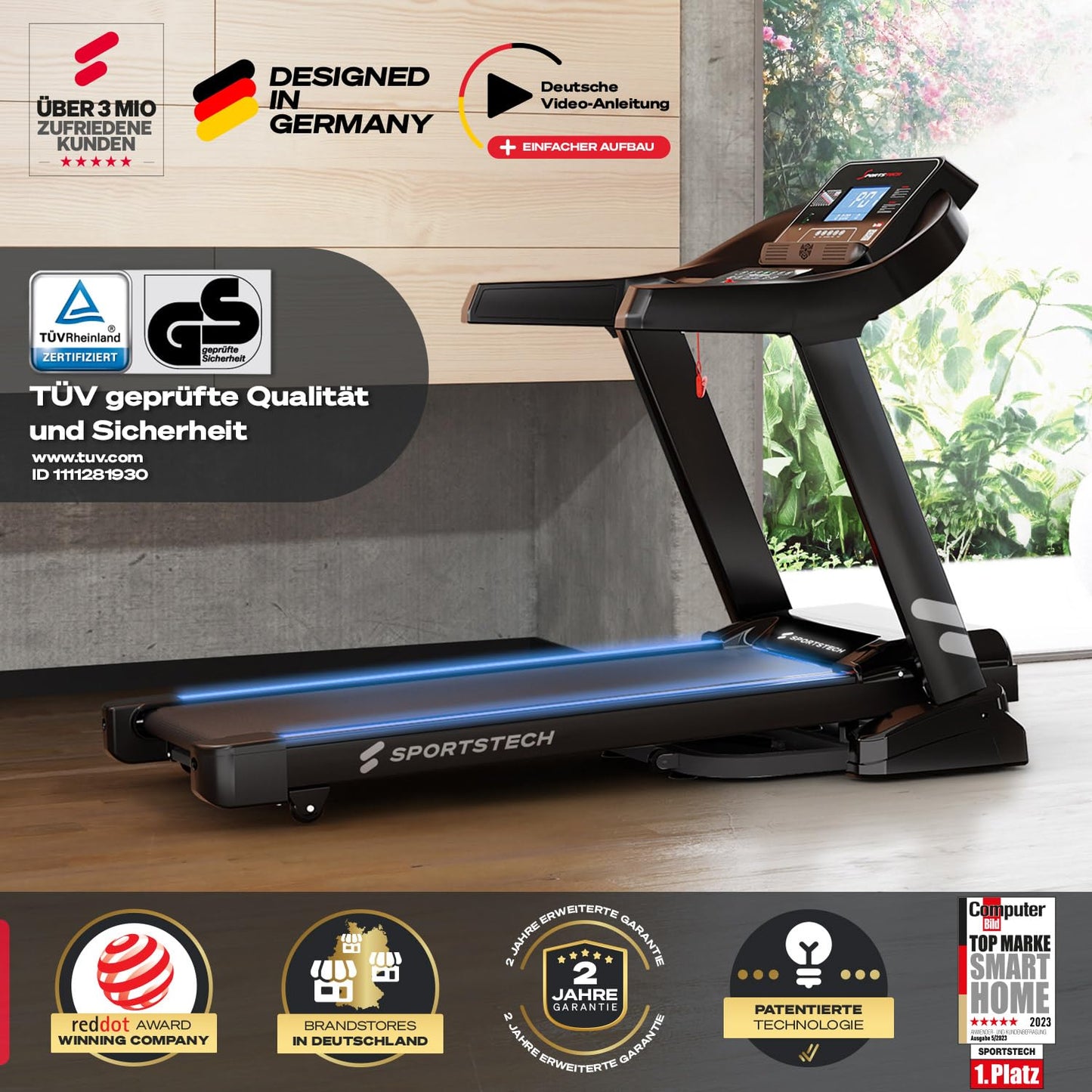 Sportstech F37s Laufband klappbar โ 20 km/h, 7 PS, TรV
