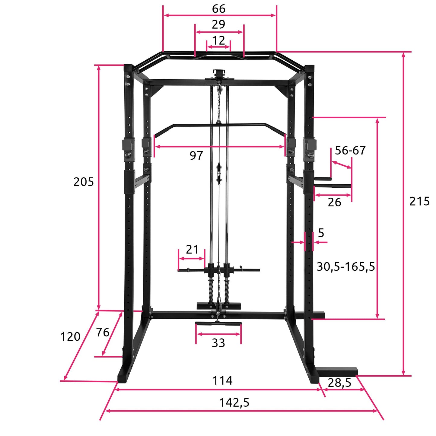 tectake Kraftstation – Power Rack mit Latzug & Klimmzugstange, Schwarz/Blau
