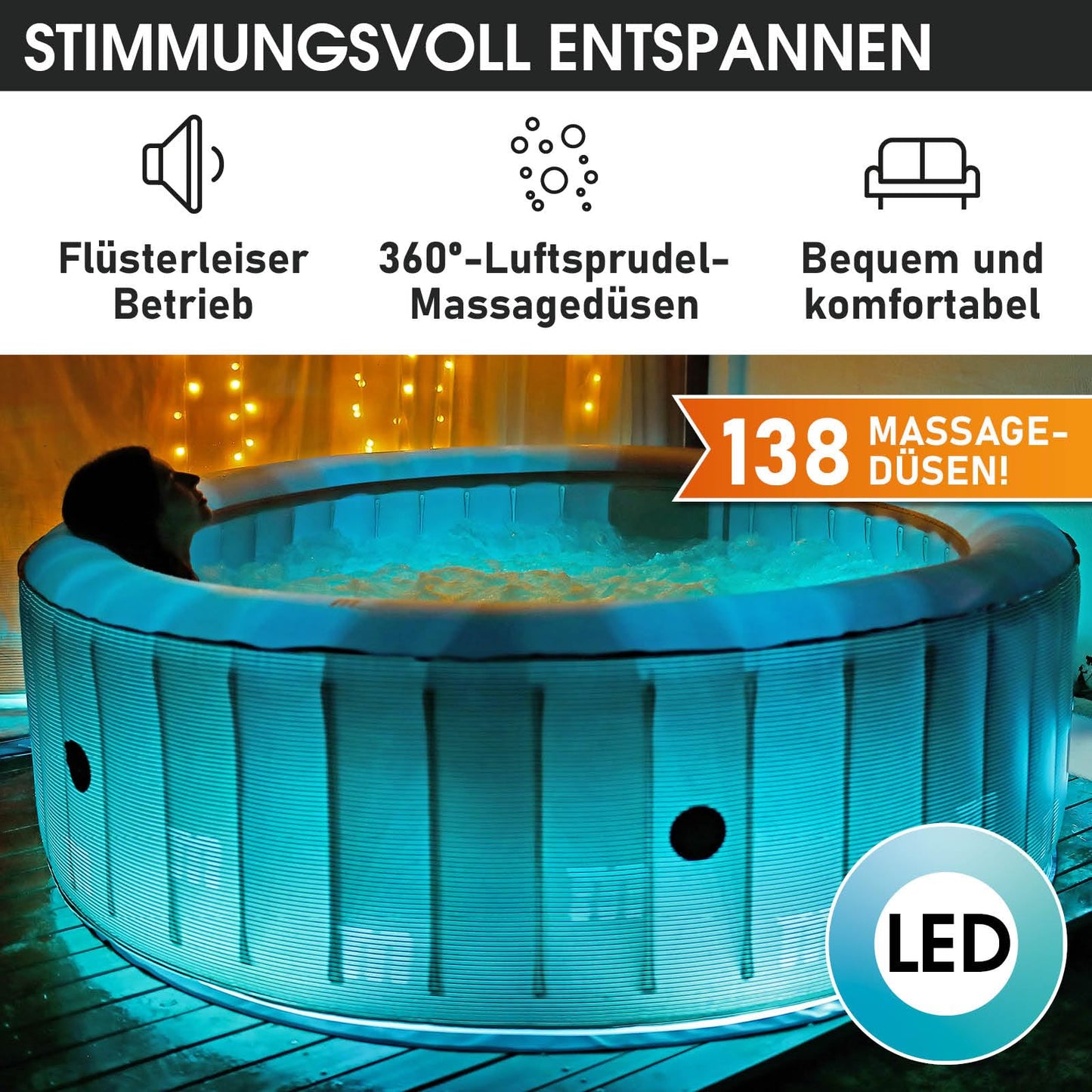 BRAST® aufblasbarer Whirlpool MSpa für 4-8 Personen