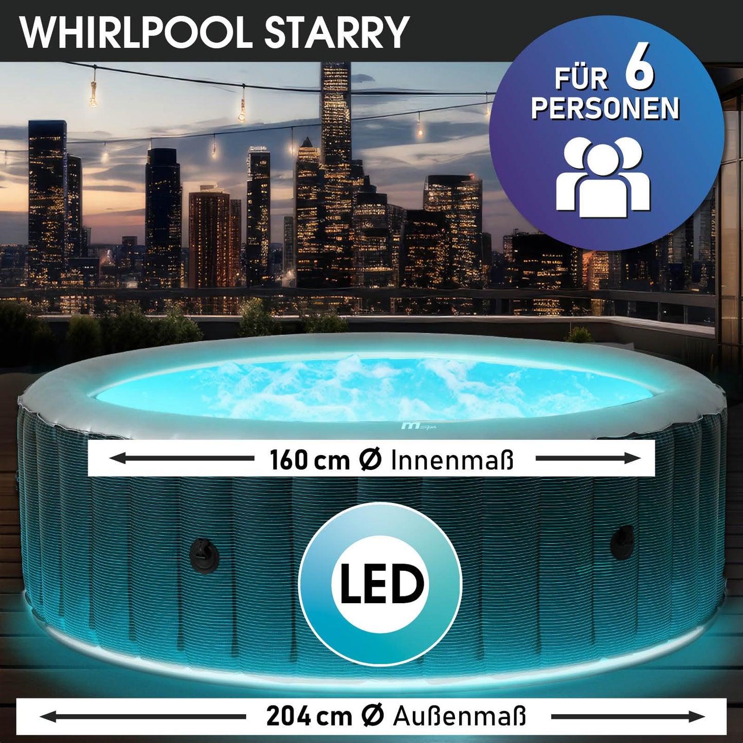 BRAST® aufblasbarer Whirlpool MSpa für 4-8 Personen