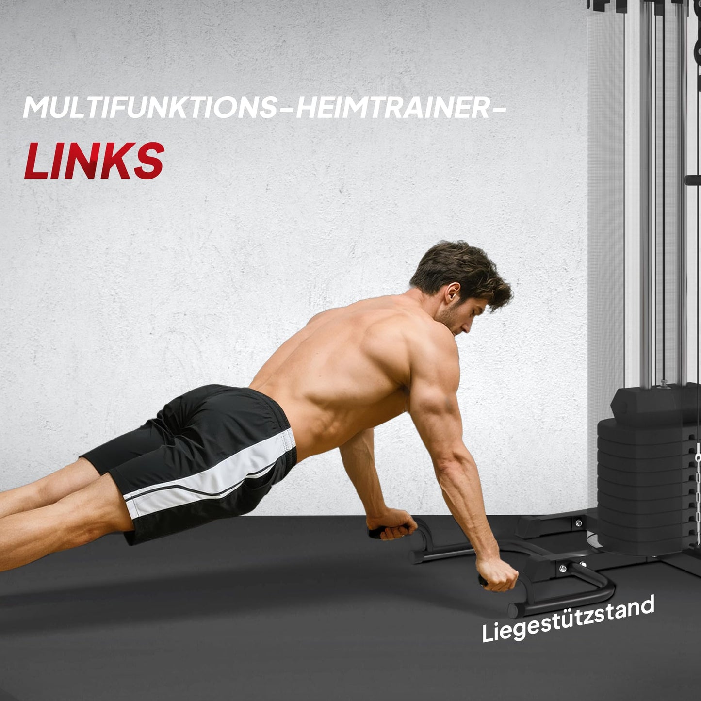 SPORTNOW Kraftstation – Multifunktionale Fitnessstation 65 kg