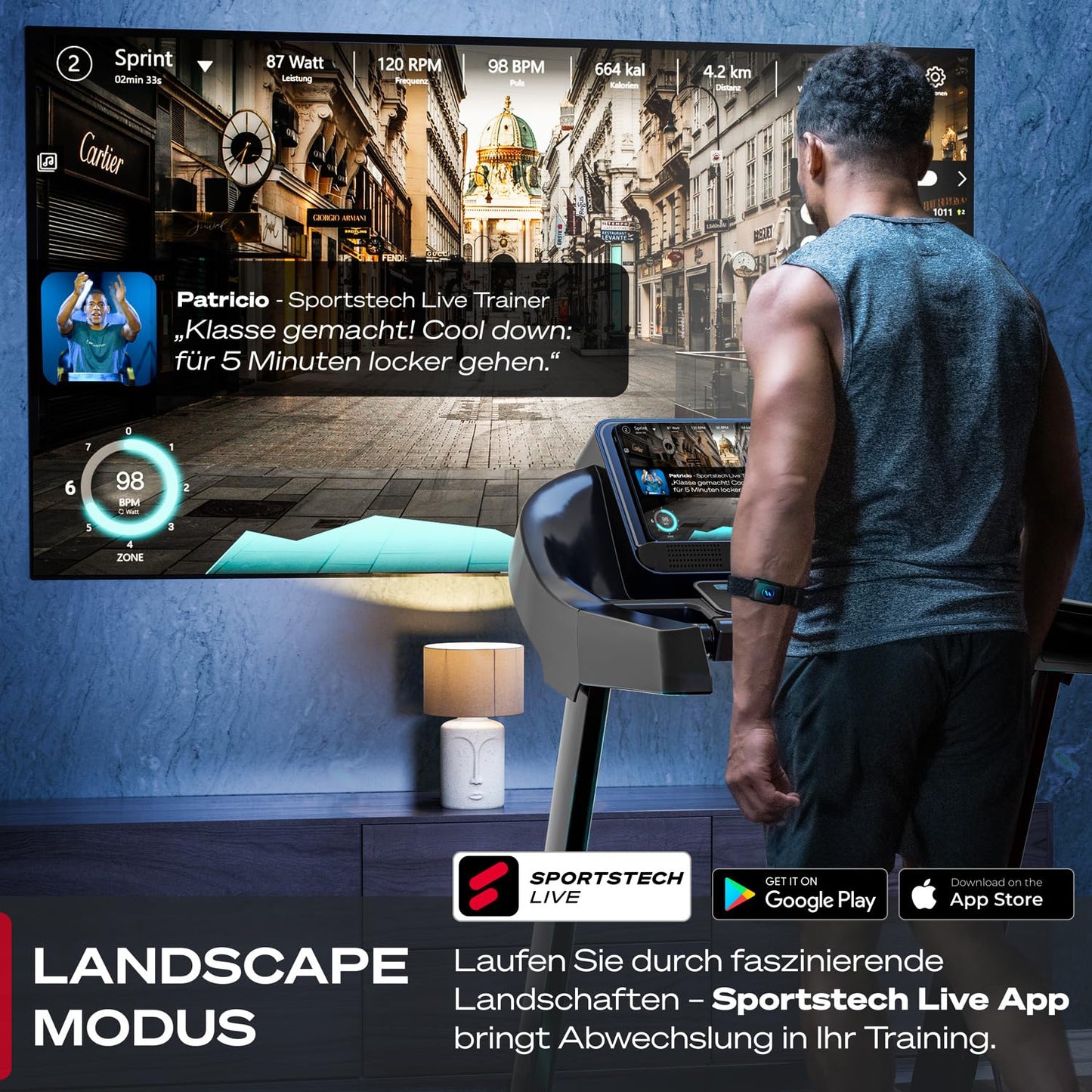 Sportstech F37s Laufband klappbar โ 20 km/h, 7 PS, TรV