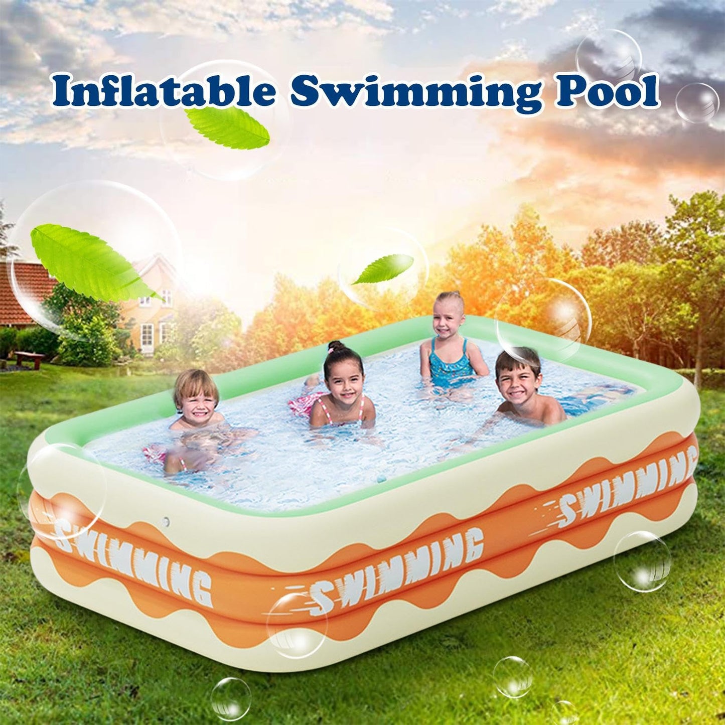 Aufblasbarer Pool Rechteckig für Kinder und Erwachsene