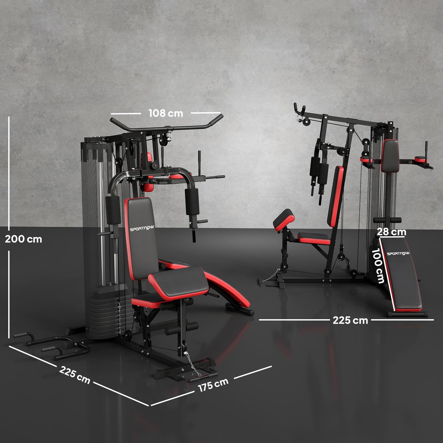 SPORTNOW Kraftstation – Multifunktionale Fitnessstation 65 kg