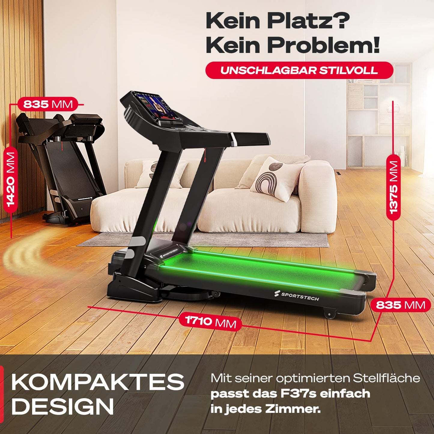 Sportstech F37s Laufband klappbar โ 20 km/h, 7 PS, TรV