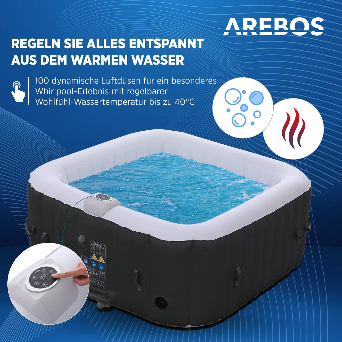 Arebos Aufblasbarer Spa-Pool für 4 Personen